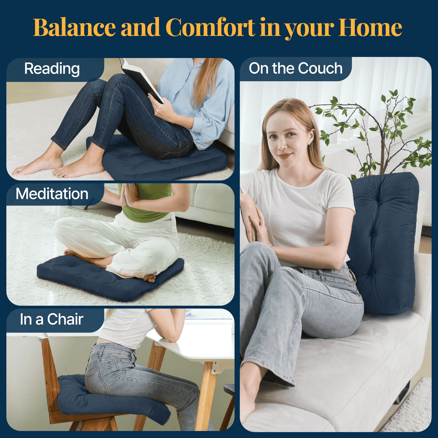 Velvet Floor Cushion (Dark Navy)