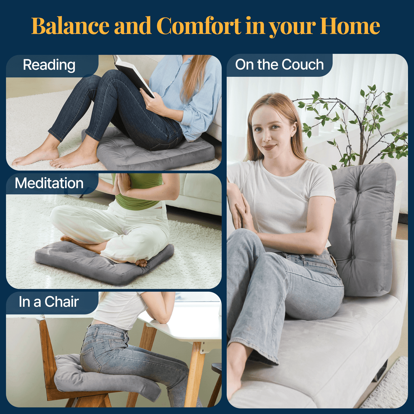 Grey Velvet Floor Cushion