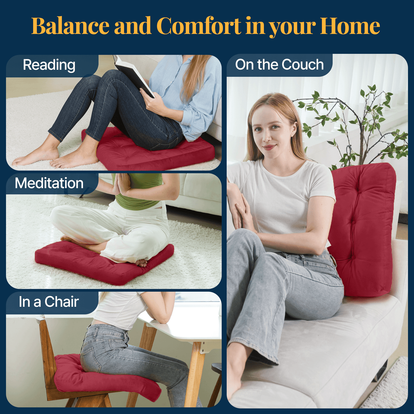 Velvet Floor Cushion (Burgundy)