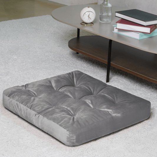 Grey Velvet Floor Cushion