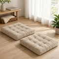 Beige Velvet Floor Pillow Set of 2