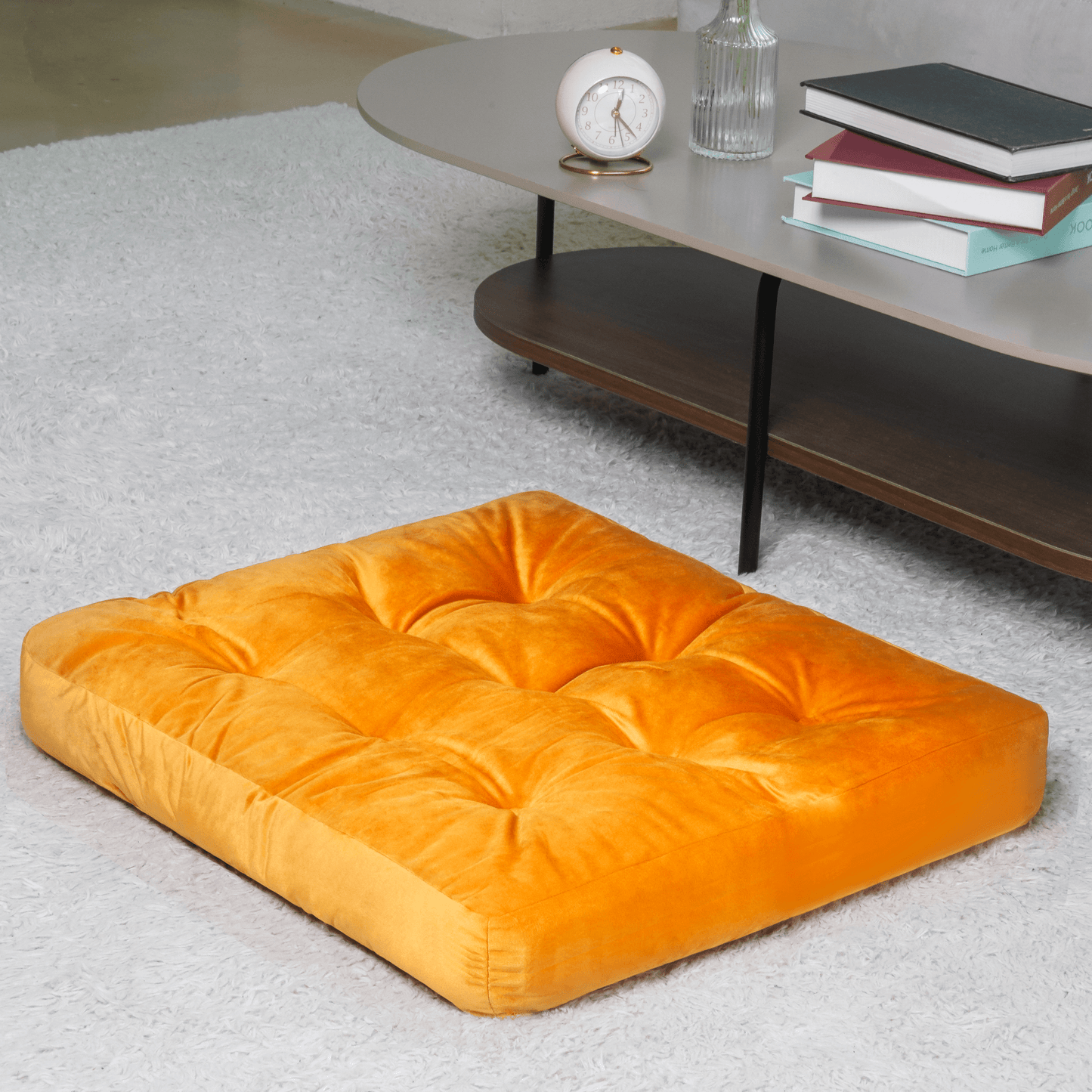 Velvet Floor Cushion (Orange)