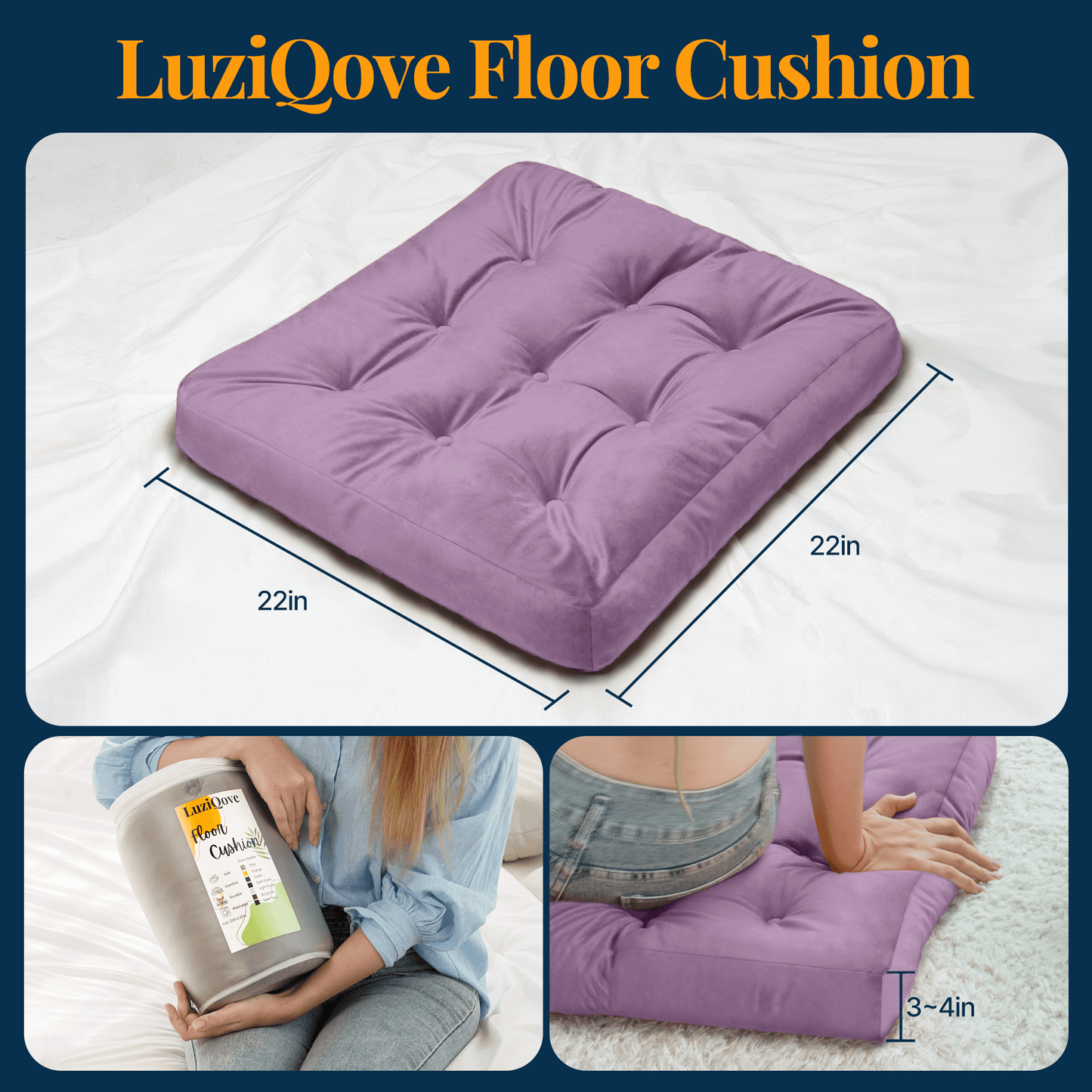 Velvet Floor Cushion (Lavender)