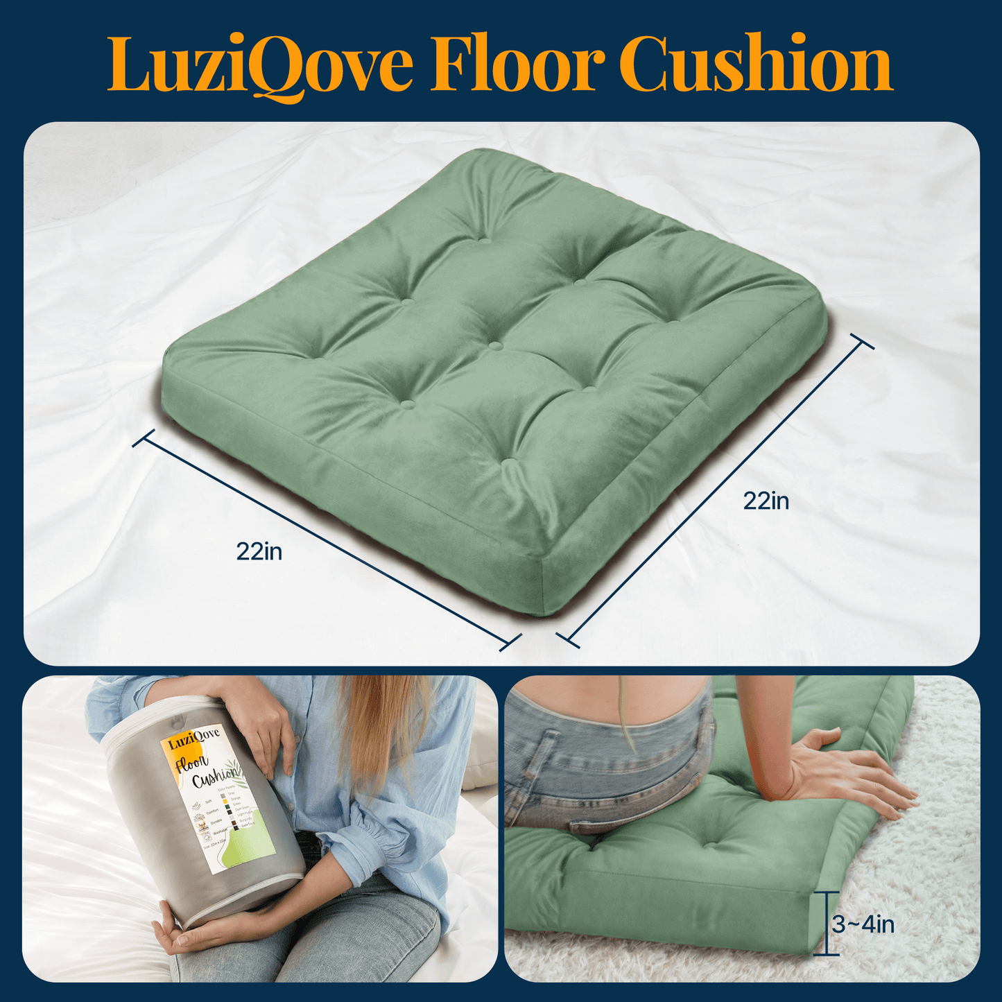 Velvet Floor Cushion (Green)