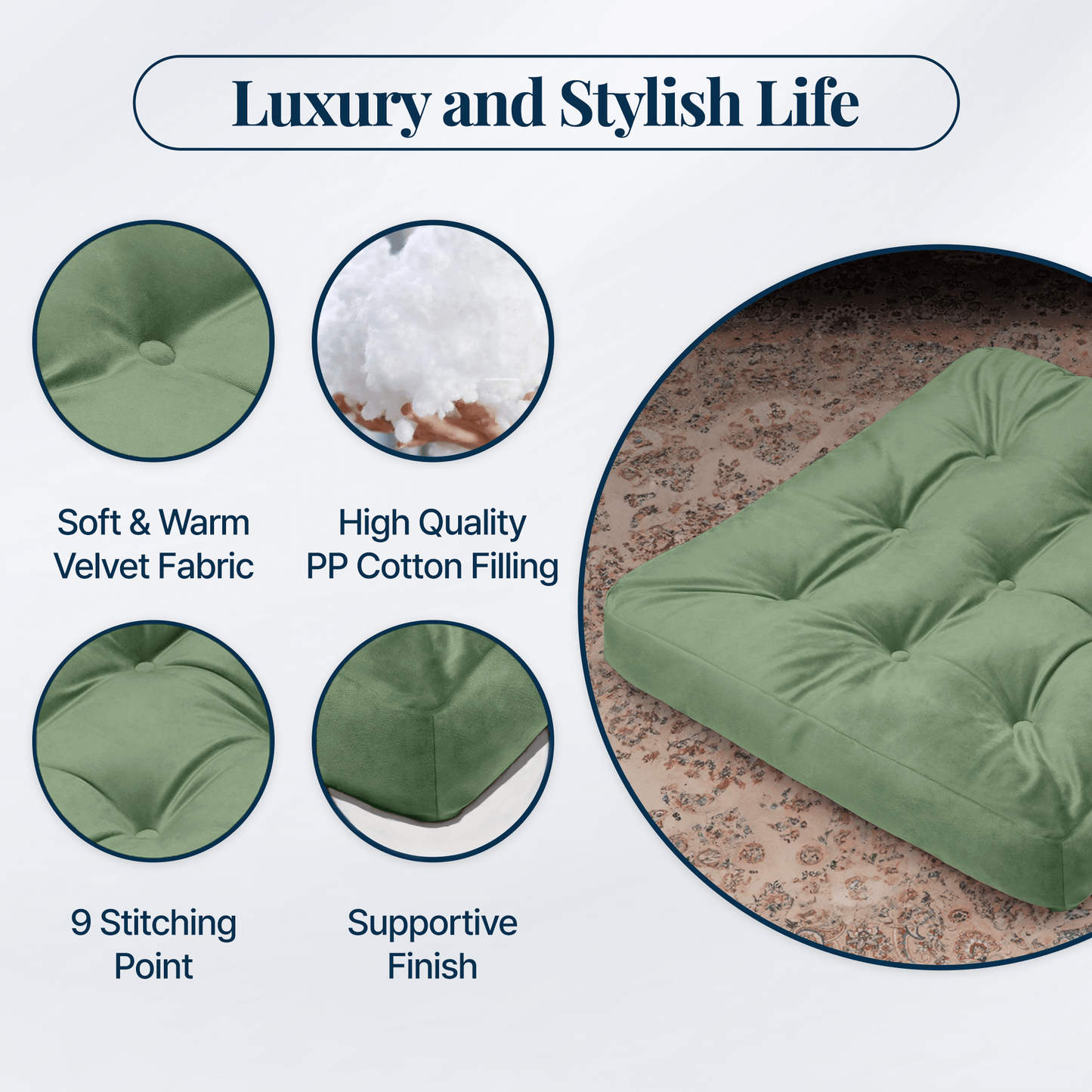 Velvet Floor Cushion (Green)