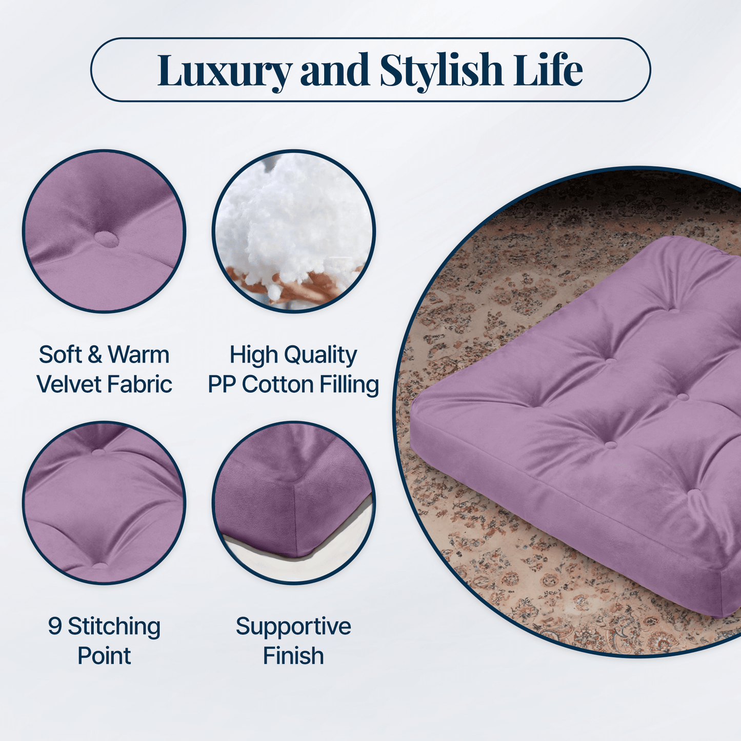 Velvet Floor Cushion (Lavender)