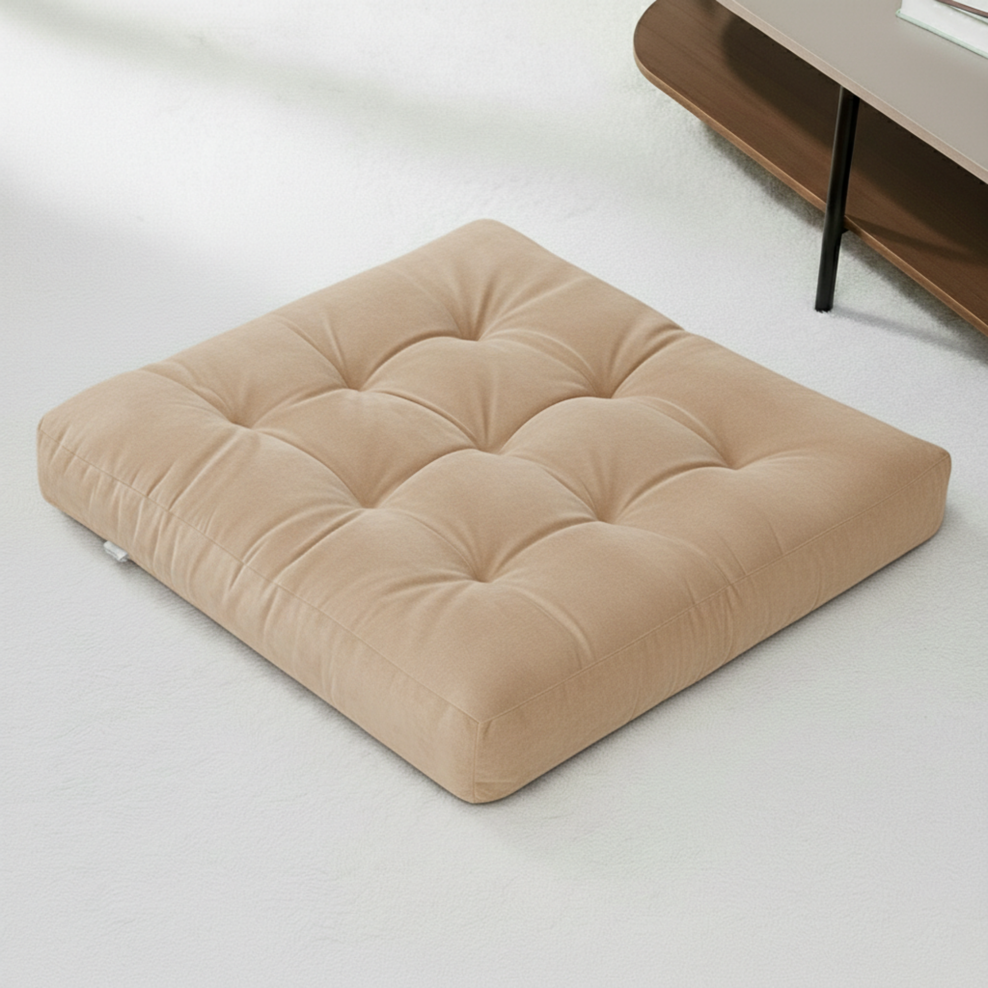 Beige Velvet Floor Pillow