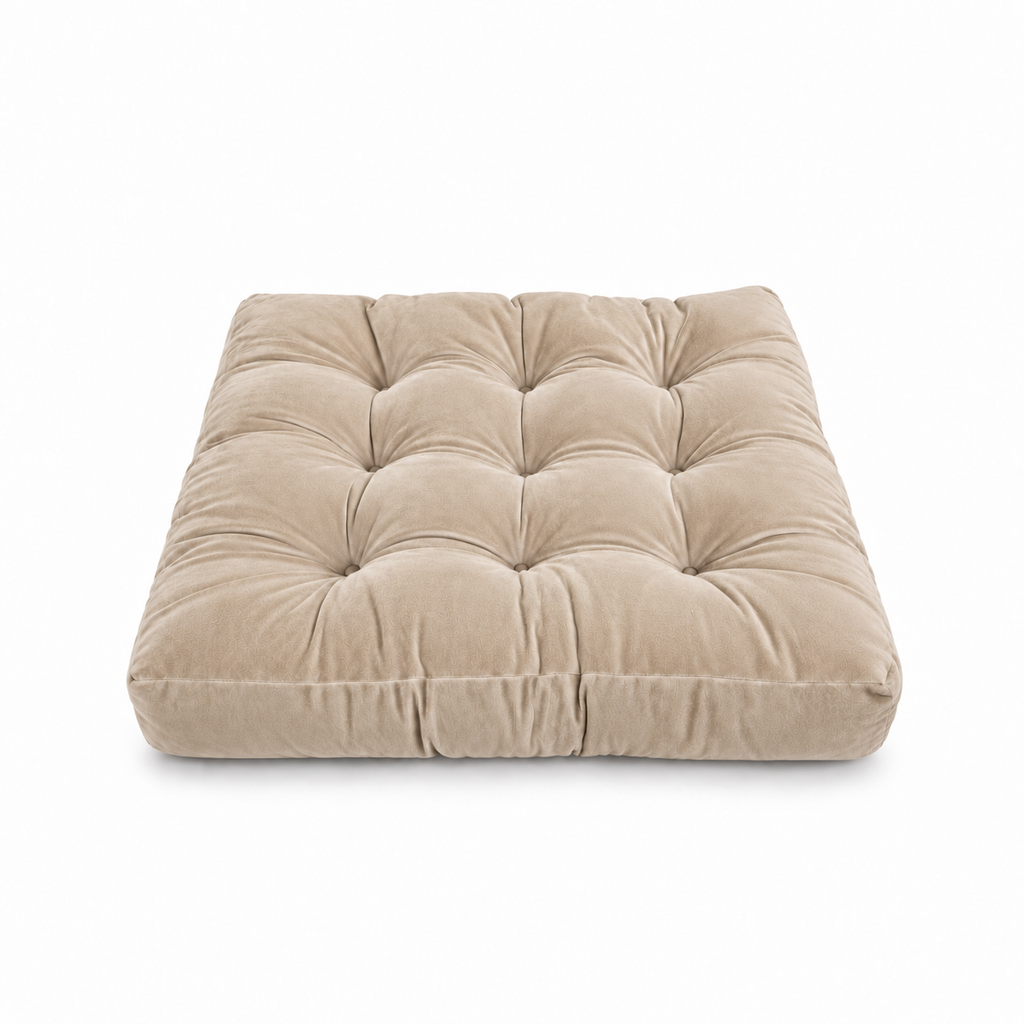 Beige Velvet Floor Pillow