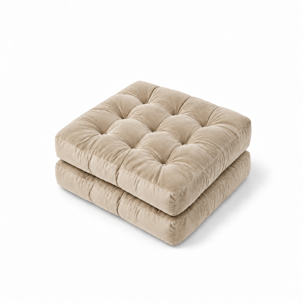 Beige Velvet Floor Pillow Set of 2