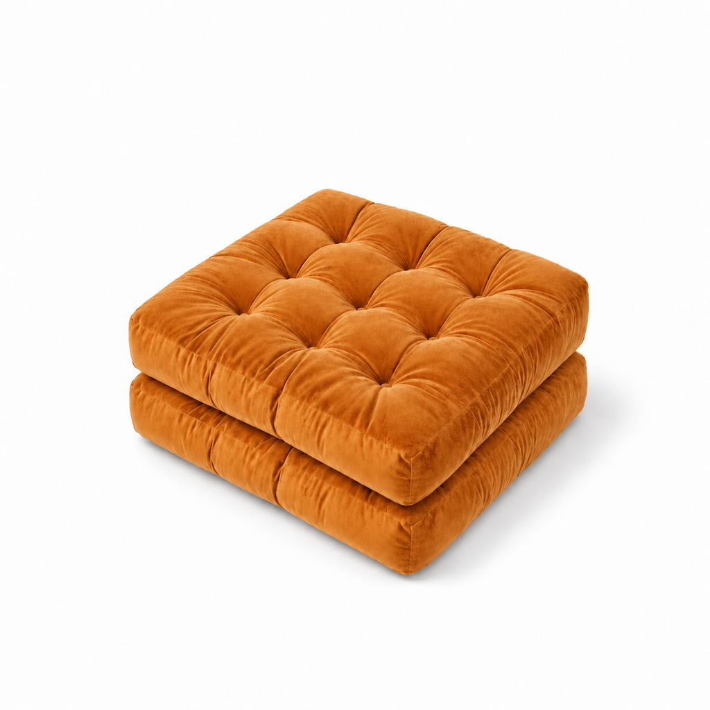 Orange Velvet Floor Pillow Set of 2