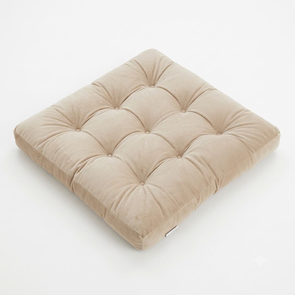 Beige Velvet Floor Pillow