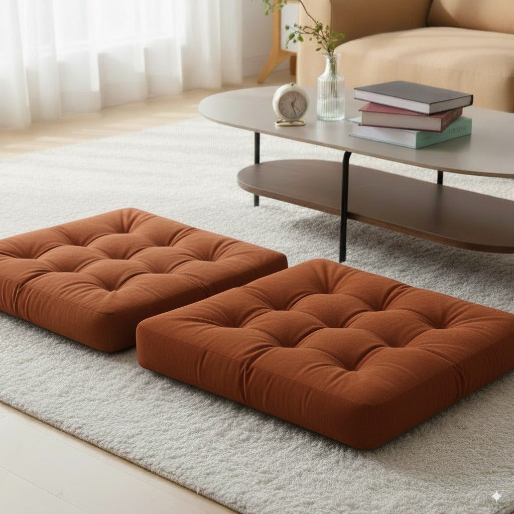 Velvet Floor Pillow Set of 2 – Brown