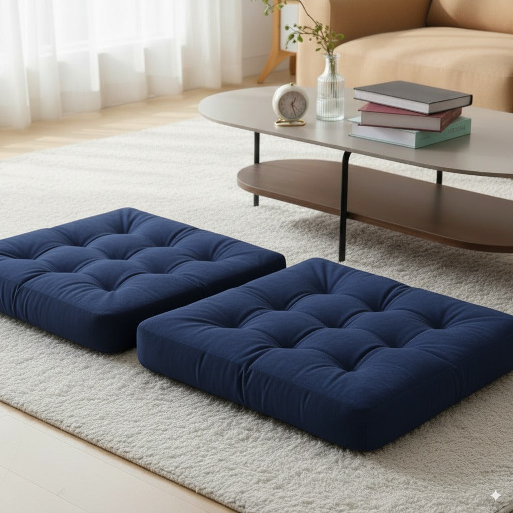 Velvet Floor Pillow Set of 2 – Navy