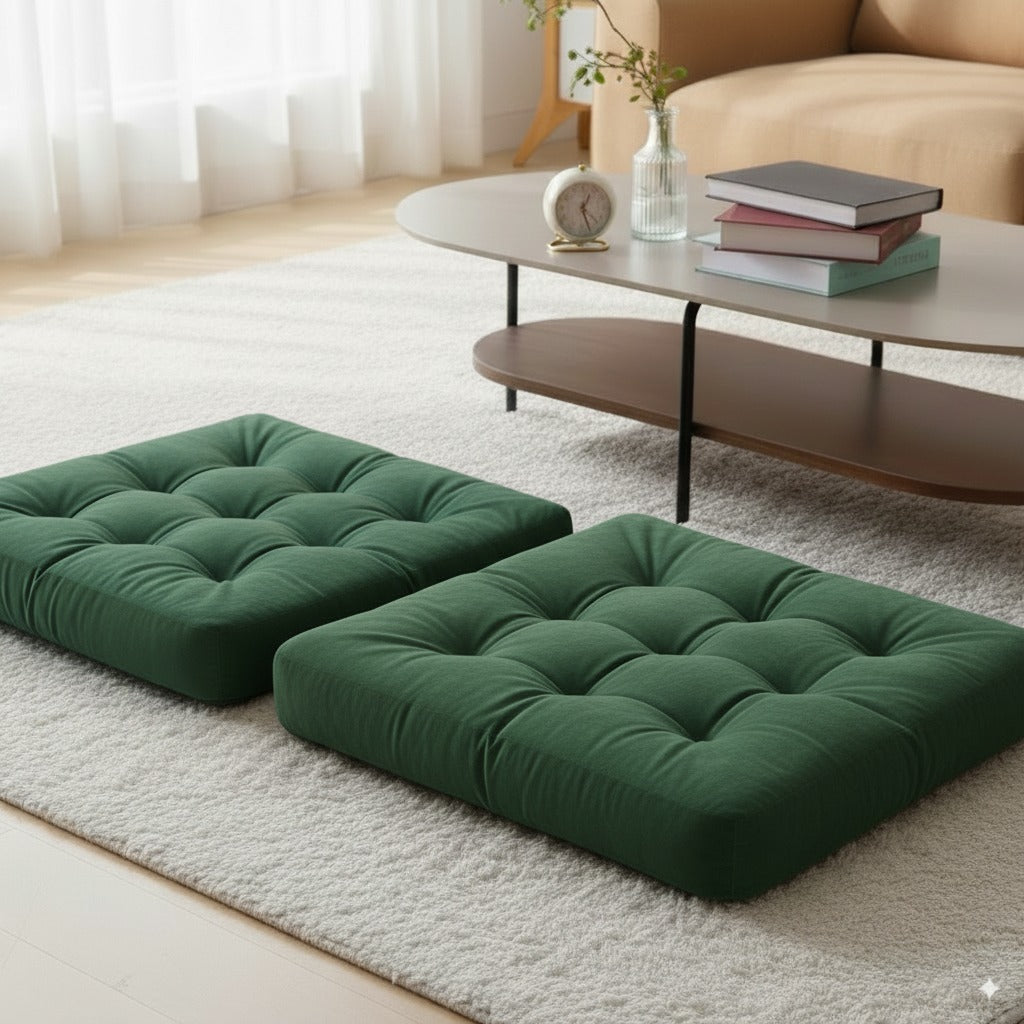 Velvet Floor Pillow Set of 2 – Green