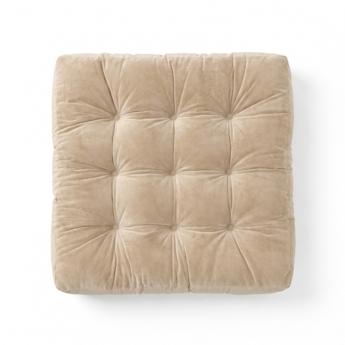 Beige Velvet Floor Pillow Set of 2