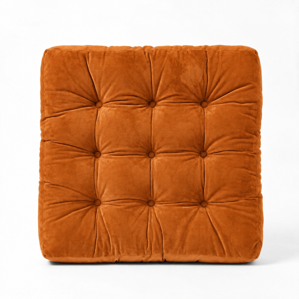 Orange Velvet Floor Pillow Set of 2