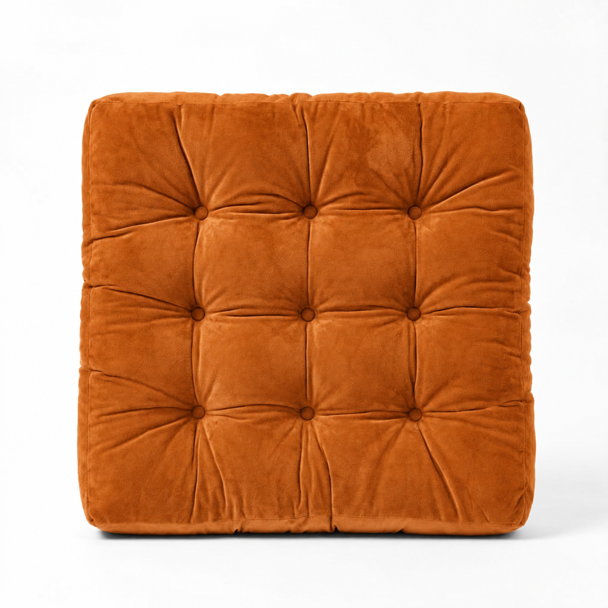 Orange Velvet Floor Pillow Set of 2